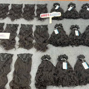 Extension de cheveux vietnamiens à clipser Cheveux naturels ondulés de couleur noire Grand en stock vente en gros jusqu'à 30 $ - Product Image 5