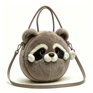 Bolso bandolera de peluche de mapache personalizado, peluche de mapache suave con correa ajustable, bolso de peluche de mapache con temática animal para niños - Product Image 5