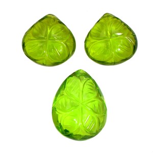 Peridot 15mm-15.5x21mm Perles en forme de cœur Briolette Sculpture florale Perles naturelles en peridot Hydro Quartz Pierre précieuse Perles en vrac pour bijoux - Product Image 3
