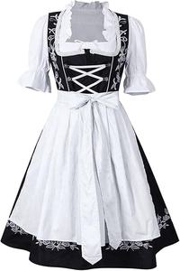 Robe midi dirndl écologique pour femmes en gros / Costume bavarois d'Oktoberfest pour femmes à taille naturelle - Product Image 3