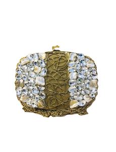 Handmade Designer Brass MOP <b>Clutch</b> for Ladies Fashionable Suede Purse with Mother Pearl Inlay for Bridal and Evening Wear - Product Image 3