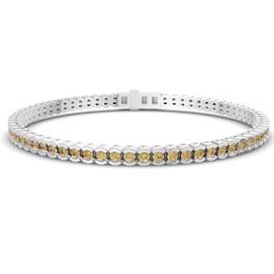 Bracelet tennis demi-cerclé en or jaune citron avec diamants de laboratoire ronds, 2 carats, pureté VS, 79 diamants, or massif 14K, Sunny Pop - Product Image 1