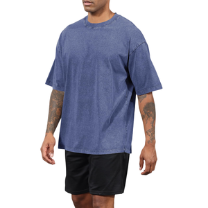Wholesale Mens Washed Shirts Men's Custom Print Vintage T-Shirt, Oversized <b>Drop</b> Shoulder <b>Acid</b> Wash Tee for Edgy Street Style - Product Image 3