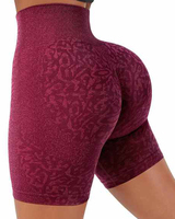 Pantalones cortos de yoga sin costuras de secado rápido elásticos pantalones cortos casuales con leggings de patrón sólido, sin costuras, cintura alta
