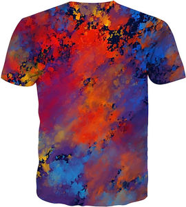 Vente en gros de t-shirts en coton épais pour hommes, couleurs vives, épaules tombantes, tricotés, respirants, col rond, imprimés par sublimation. - Product Image 2