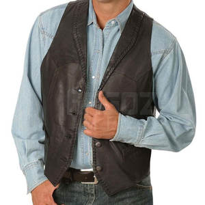 Respirant léger hommes sans manches gilet en cuir meilleure qualité Top vente hommes gilet en cuir fabriqué au Pakistan - Product Image 2