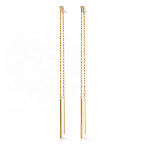 Hot Selling Trendy Yellow Gold Long Threader Link Chain <b>Earrings</b> <b>Nickel</b>-<b>Free</b> Lead-<b>Free</b> for Women & Children - Product Image 2