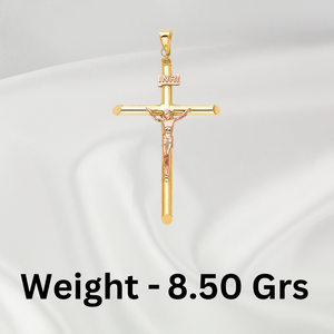 Colgante de crucifijo de oro rosa amarillo de 14K, joyería religiosa elegante, Cruz de Jesús de dos tonos para niños, dijes colgantes de moda - Product Image 4