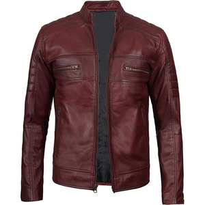 แจ็กเก็ตหนังแท้สำหรับผู้ชายเสื้อแจ็คเก็ตแฟชั่นหนังแท้คอตั้งดีไซน์ใหม่สำหรับ100% - Product Image 5