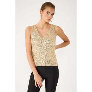 Blusa con Cuello en V y Detalles de Lentejuelas - Product Image 1