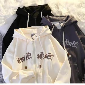 Meilleur prix Heavyweight 100% coton Sweat à capuche zippé Logo personnalisé motif de personnage brodé col à capuche d'hiver - Product Image 3