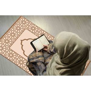 Alfombra de Oración Islámica Beige: Decoración para Mezquita, Regalo Musulmán, Alfombra Estampada, con Pelo Suave - Product Image 5