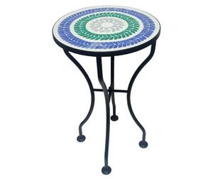 Table en mosaïque multicolore de haute qualité pour meubles de salon mosaïque bleu ciel et pieds noirs décor à la maison de table à vendre - Product Image 6
