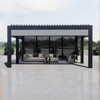 Système de protection solaire à lames orientables pour l'extérieur, imperméable, en aluminium, motorisé, au toit rétractable, pergola