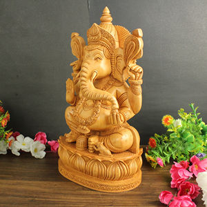 Antigüedades Nirmala, Estatua de Ganesha de Madera Hecha a Mano, Figura del Dios Indio Ganpati para Decoración del Hogar y Mesa, Origen Rajasthan - Product Image 4