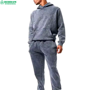 Survêtement unisexe en polaire 100 % polyester Behram International, délavé à l'acide, 450 GSM, effet vieilli, idéal pour l'hiver, décontracté, sur mesure, pour le jogging - Product Image 3