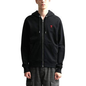 Sweat à capuche zippé vintage de haute qualité pour hommes, avec logo personnalisé, fermeture éclair complète en coton à motif uni - Product Image 5