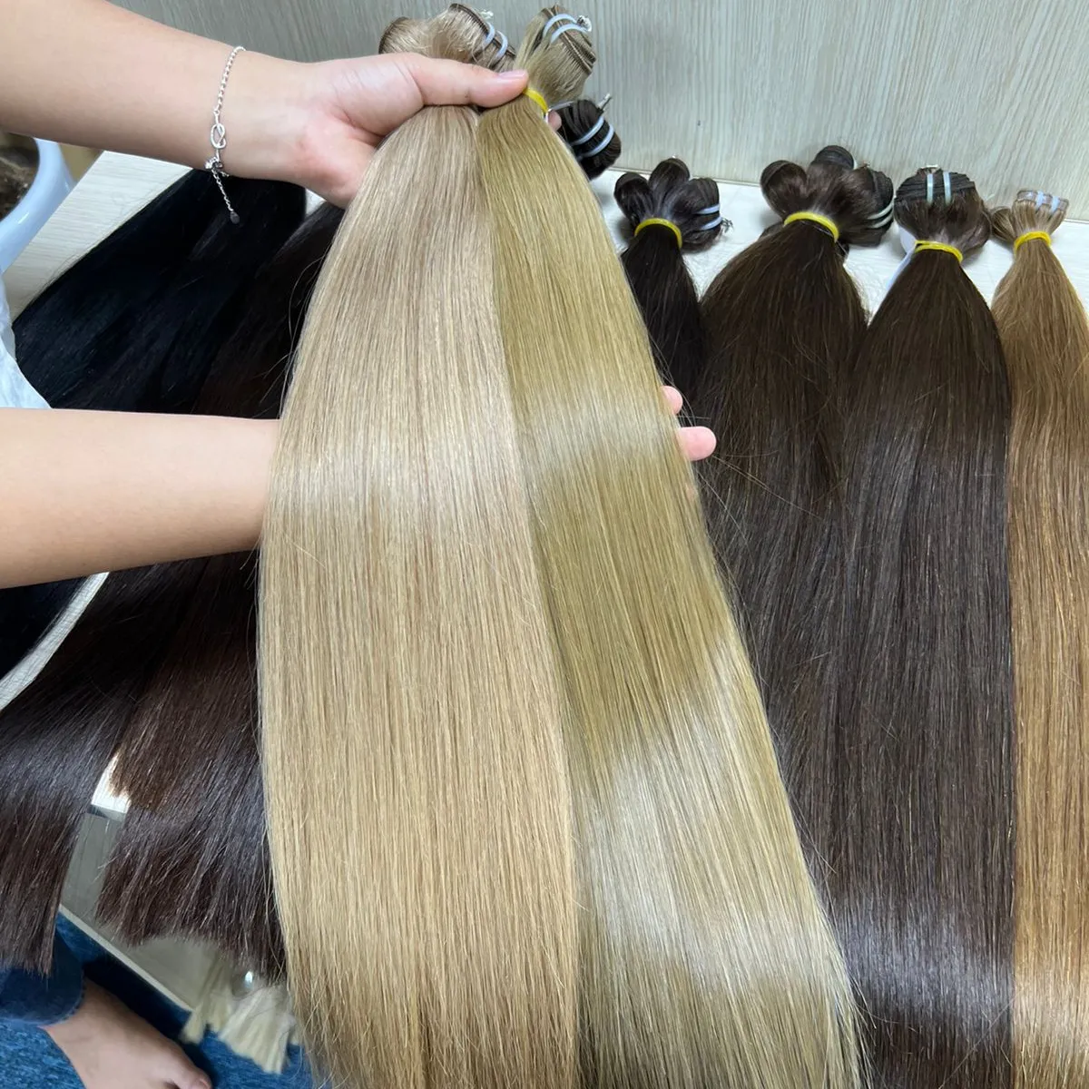 ערב שיער טבעי מווייטנאם כל צבעים כפול נמשך סופר כפול נמשך קר צל כל סוגים