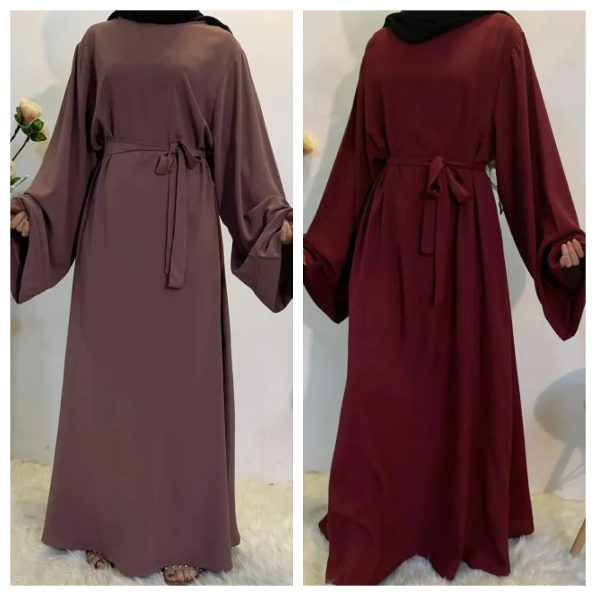 אם ובתה צנוע פשוט סגנון האחרון הבורקה עיצובים ארוך שמלת Hijabs צעיפים מוסלמי העבאיה מכירה לוהטת