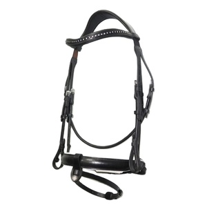 Bride de cheval en cuir véritable de qualité supérieure avec bande de diamant en strass cristal edgy de taille multiple et bride de conception innovante - Product Image 1