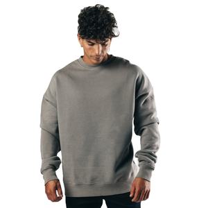 Sudadera de alta calidad con cuello redondo, forro polar de poliéster/algodón de 220g, transpirable, estilo oversize, para gimnasio y ropa urbana para hombre. - Product Image 1