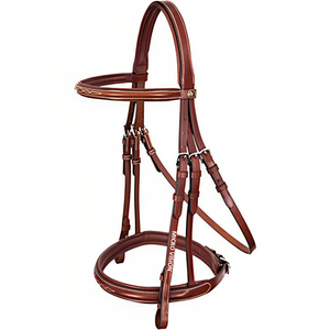 Top Notch Brown Designer Havana Leather Dressage Horse Brida Sillín tradicional inglés Acolchado Nariz Banda Artesanía hecha a mano - Product Image 1