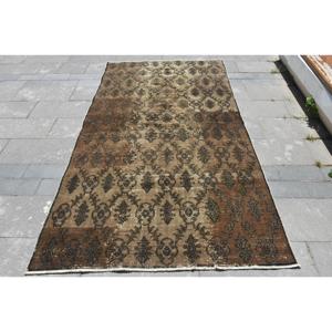4.7x8.5 ft Turkish Rug, Vintage Area Rug, <b>Brown</b> Black Animal Print <b>Wool</b> Rug - Product Image 1