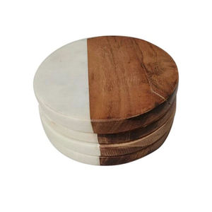 Luxury Tea Cup Stone Coaster <b>Marble</b> Stone & Metal Inlay Cup Coasters Custom Size at Star Crafts India for Home & Office - Product Image 1