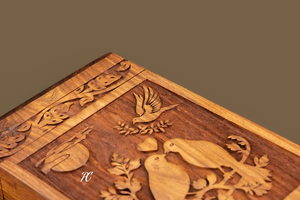 Rosewood Cremation Urn Handcrafted Wooden Memorial <b>Box</b> with Birds Memorial <b>Keepsake</b> Decorative Cremation Urn for Ashes - Product Image 3