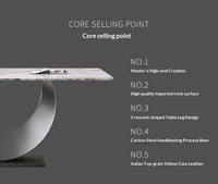 Ensemble de table à manger stable en pierre frittée de luxe 6 places avec base créative en acier au carbone en forme de U pour salon moderne