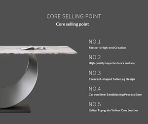 Ensemble de <span class=keywords><strong>table</strong></span> à manger stable en pierre frittée de luxe 6 places avec base créative en acier au carbone en forme de U pour salon moderne - Product Image 4