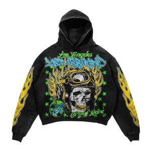 Fabricant Vintage Cropped Hoodies Heavyweight Pullover Distressed Hoodie DTG Print Custom Men's Acid Wash high quality - Product Image 5