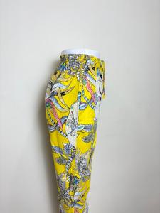 Pantalones de Pijama estampados de algodón para mujer, pantalones de salón de algodón amarillos para mujer, pantalones de pijama de algodón con estampado amarillo para mujer, amarillo - Product Image 4