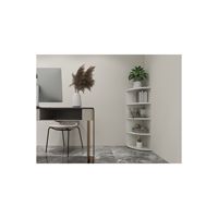 Étagère d'angle multifonctionnelle et bibliothèque blanche au design scandinave, quatre niveaux, solution de rangement démontable