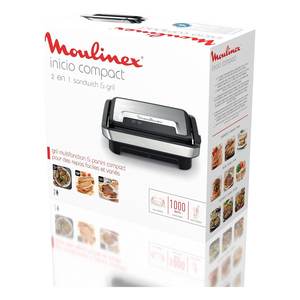 Parrilla Eléctrica Compacta Moulinex INICIO 1000W, Plateada y Negra, Modelo GI270D10 - Product Image 2