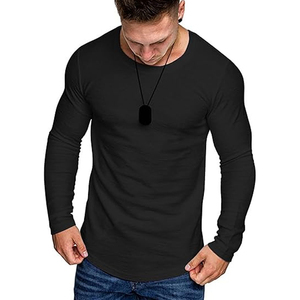 Camiseta de manga larga de corte holgado de servicio OEM de estilo informal de fitness de algodón 100% de alta calidad para hombres - Product Image 3