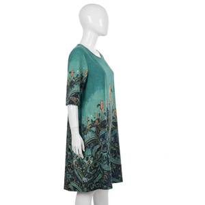Robes décontractées en lin et coton respirant avec impression numérique, tissu léger et confortable pour les tenues quotidiennes, mode de plein air - Product Image 5