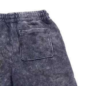 <b>Men's</b> Casual Acid Wash <b>Shorts</b> Pockets 100% Cotton Drawstring Elastic Waist Summer Sweat <b>Shorts</b> Solid Pattern Embroidered - Product Image 4