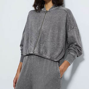 Logo personnalisé coupe-vent survêtement en coton polyester délavé à l'acide dernière conception tenue décontractée grande taille pour femmes - Product Image 2