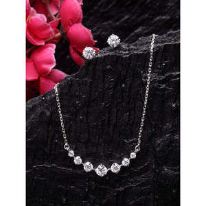 NOVAMART Fine 925 Sterling Silver Rhodium Plated 7 Stone Earring Pendant Necklace <b>Set</b> with Chain Fashion <b>Gift</b> for Women and <b>Girl</b> - Product Image 2
