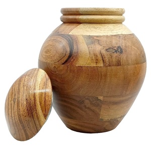 Urne funéraire pour adulte au style unique, finition bois naturel, artisanale, design durable avec couvercle, au prix le plus bas - Product Image 1