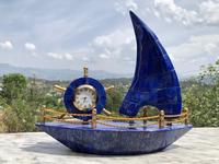 Modèle de bateau en pierre précieuse lapis-lazuli polie, fait main |   Cadeau décoratif de guérison de haute qualité, best-seller