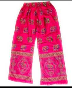 ผ้าเรยอนสีชมพูสำหรับผู้หญิงพิมพ์ลายช้างพลัสโซลำลองสไตล์เอวยางยืดระบายอากาศได้ดีขนาดฟรีไซส์ - Product Image 2