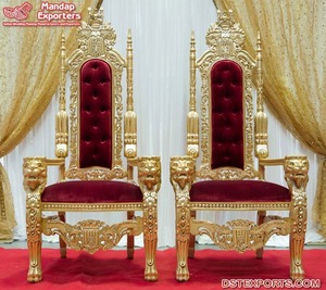 Sillas de Ceremonia Modernas Royal Roka para Novios - Sillas de Trono de Madera Tratada Ligera de Alta Calidad para Rey y Reina, en Tendencia - Product Image 3