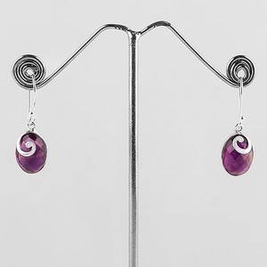 Boucles d'oreilles en améthyste Boucles d'oreilles ovales en argent sterling massif 925 pour femmes et filles Boucles d'oreilles pendantes Bijoux en argent - Product Image 5