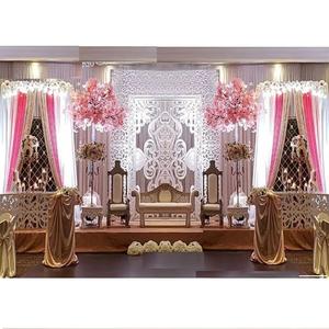 Western Wedding Fiber Back-murs scène Royal conçu décor de scène de mariage mariage moderne thème médaillon scène - Product Image 1