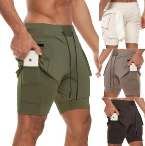 Pantalones cortos de gimnasio de lona de calle alta 2 en 1 para hombre, transpirables, de secado rápido, ecológicos, antiarrugas, a prueba de viento, estampados para correr en la playa - Product Image 6