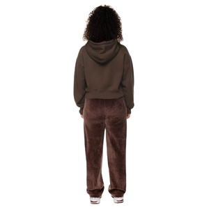 Blank Heavyweight French Terry Full <b>Zip</b> <b>up</b> Women <b>Crop</b> Top Custom Print Emboss Embroidery Logo Distress Cotton Hoodie Set - Product Image 6