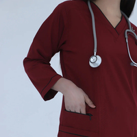 Gommage d'hôpital à manches longues 100% coton uniforme d'infirmière médecin blouse de laboratoire