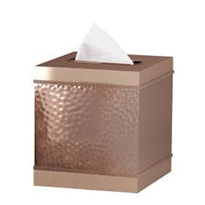 Cubierta de caja de pañuelos de metal de cobre antiguo martillado de acero inoxidable accesorios de baño - Product Image 4